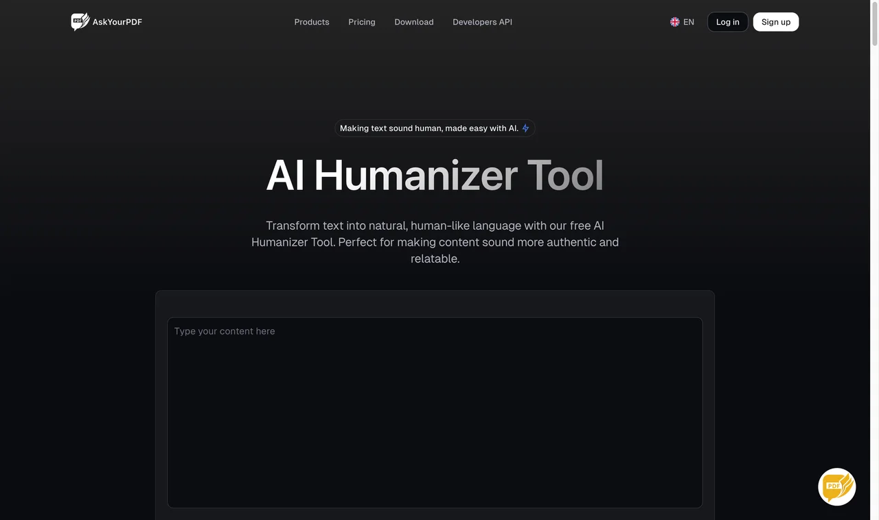 AskYourPDF page captured during research