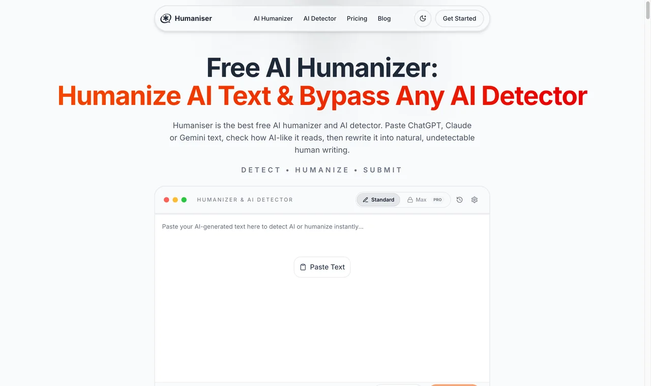 Humaniser page captured during research