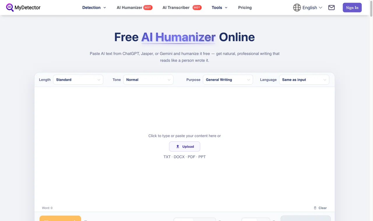 MyDetector website screenshot