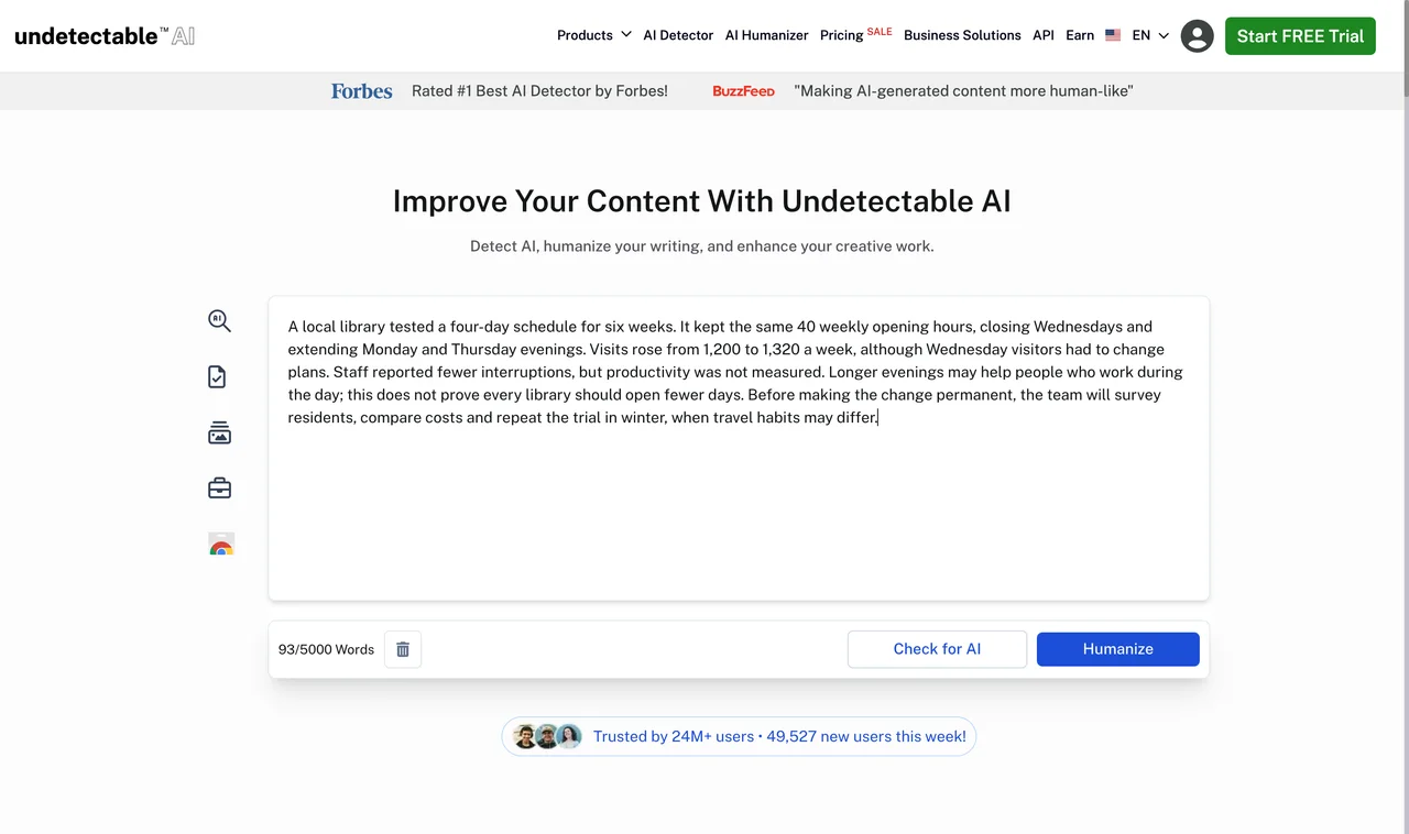 Undetectable AI input captured during the shared benchmark